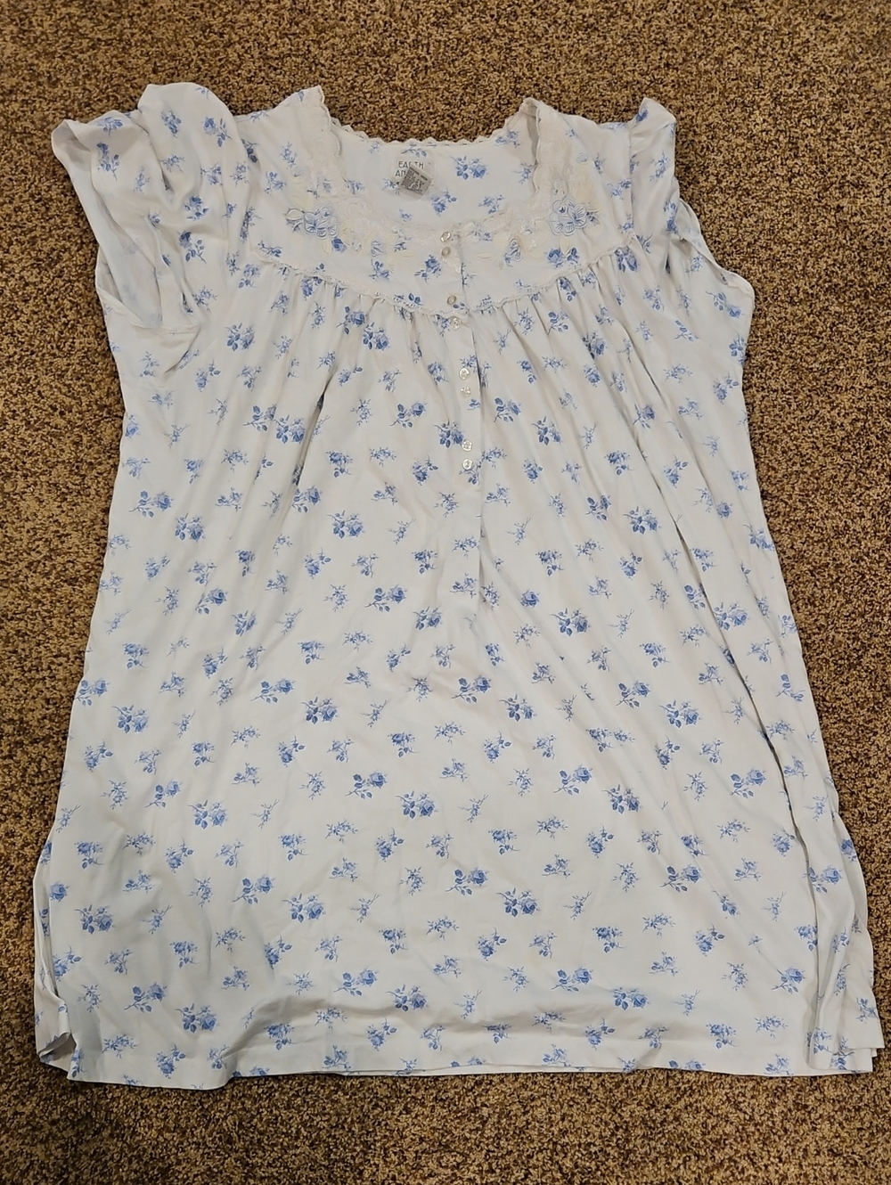Womens Nightgown with Light Blue Floral Print